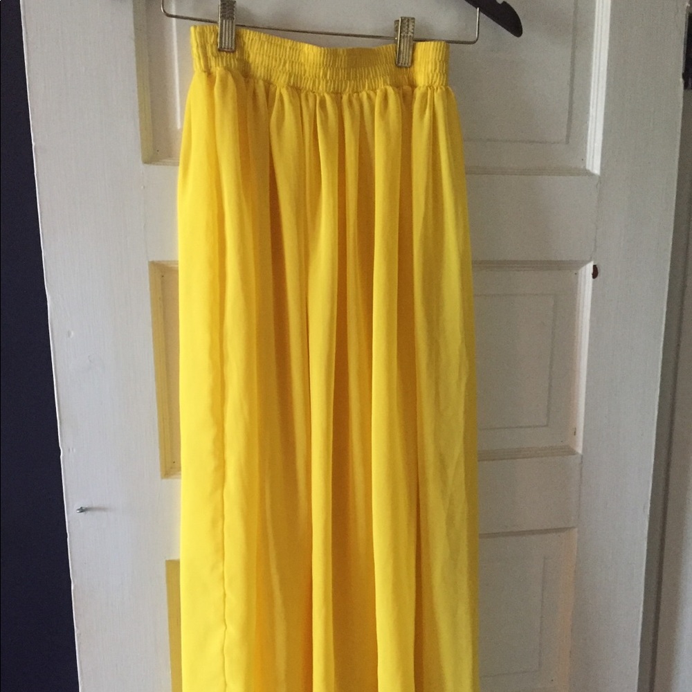 Sheer yellow maxi skirt